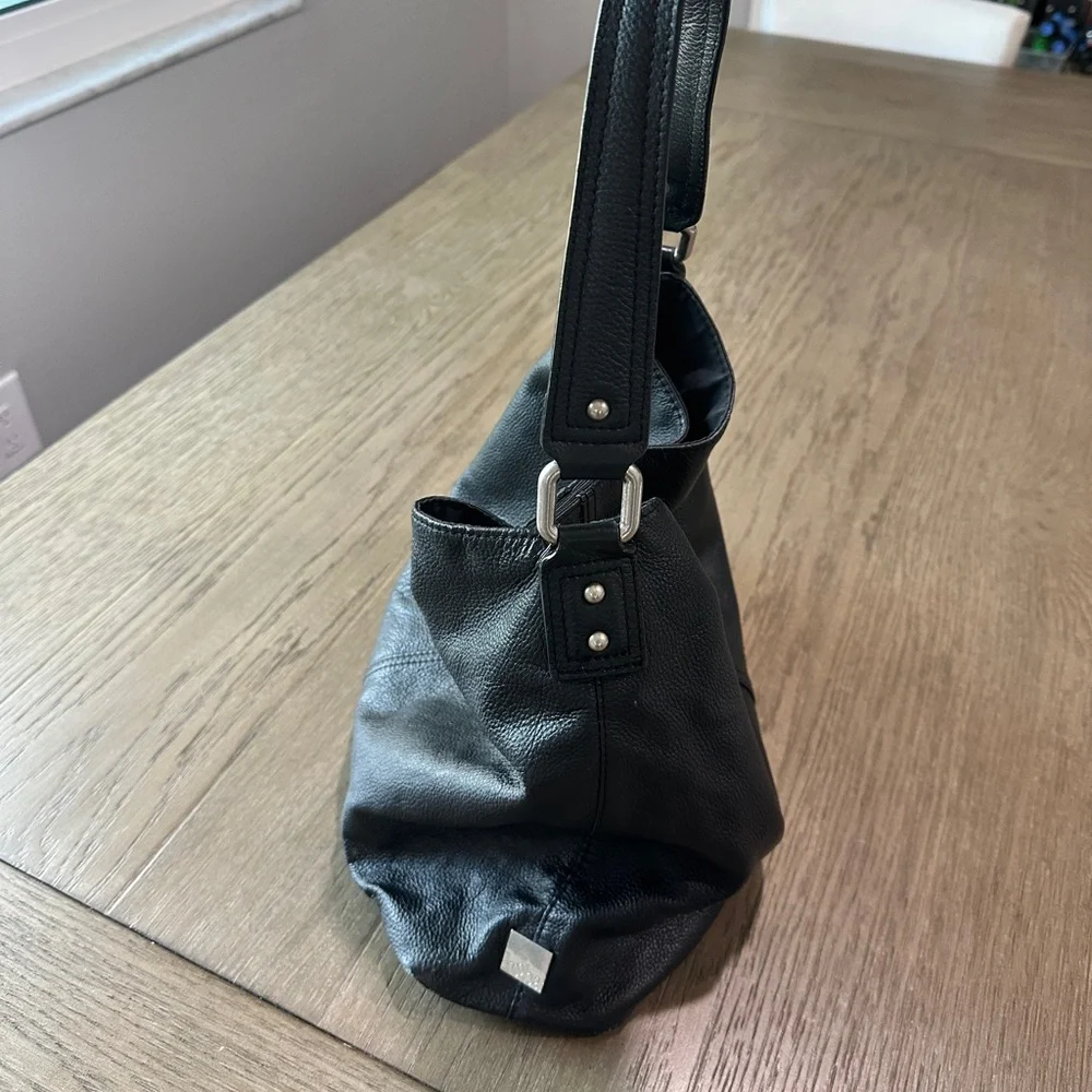 KOOBA Black Pebbled Leather Tote Boho Shoulder Handbag Purse - Picture 4 of 11